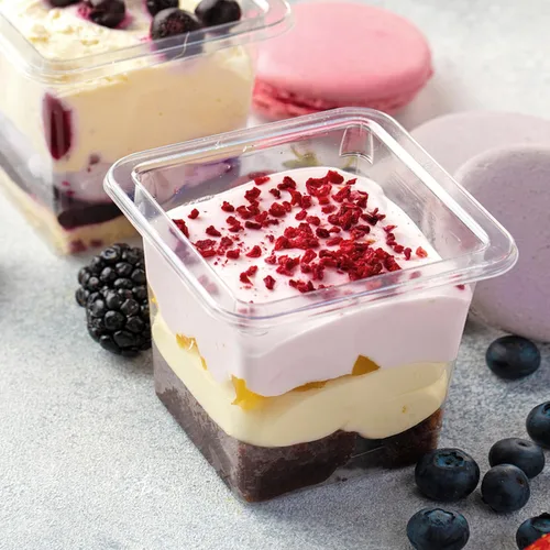 Miniatura 4 de 100 tazas de postre de plástico de 12 onzas con tapas y tenedores, recipientes desechables para cupcakes y tiramisú, cuencos de helado para yogur
