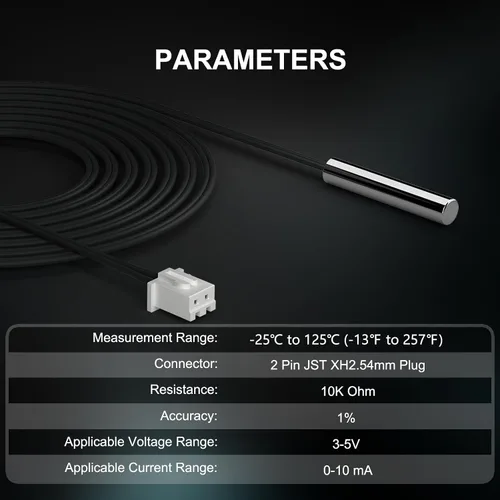 Miniatura 2 de DROK 3 piezas de sonda de sensor de temperatura de 10K, sonda de temperatura impermeable de 1 metro, sonda de temperatura de acero inoxidable 3950