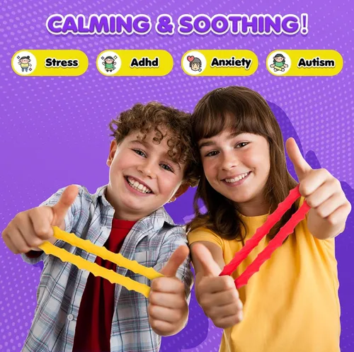 Miniatura 5 de Juguetes Sensoriales Fidget para Niños y Adultos - Paquete de 8 Pulseras Fidget Elásticas Juguetes Sensoriales con Textura y Calmantes