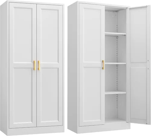 Miniatura 28 de SteeLoong - Gabinete de despensa de cocina, gabinetes de almacenamiento de despensa de metal azul de 71" con puertas y 4 estantes ajustables
