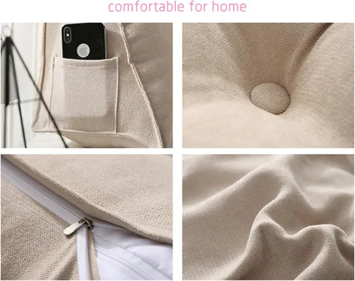 Miniatura 3 de Almohada de lectura extragrande para cabecero, almohada triangular de apoyo para la espalda, almohada extraíble de terciopelo para cabecero