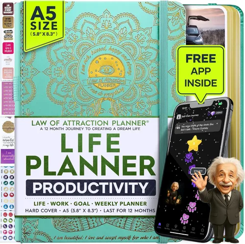 Miniatura 16 de Planificador de Vida - Agenda Semanal y Mensual Sin Fecha, Viaje de 12 Meses para Aumentar la Productividad Diario de Gratitud, Organizador
