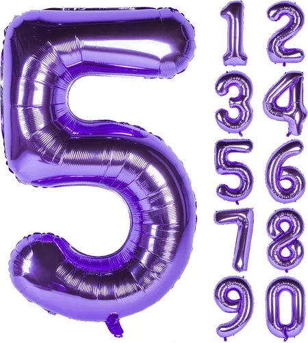Miniatura 11 de Globos de 40 pulgadas para inflar con helio, de película de aluminio, para fiestas, cierre manual (púrpura 0)