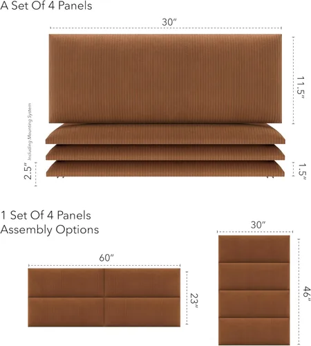 Miniatura 162 de Vant - Paneles tapizados para pared - Cabeceros montados en la pared tamaño King/Cal King - Cuero vintage blanco tórtola - Twin/King - Juego de 4