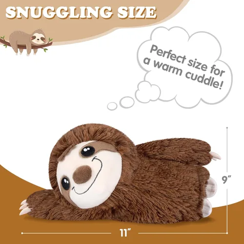 Miniatura 6 de SUZZIPAD Animal de peluche para microondas, peluche de perezoso calentado para la ansiedad, hora de acostarse, acurrucarse y acompañar, alivio