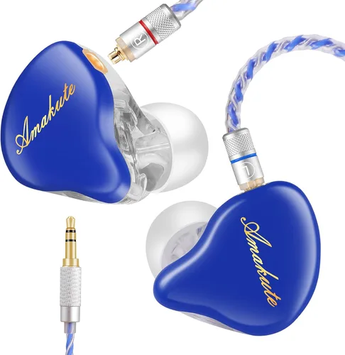 Miniatura 13 de Auriculares de Monitor In-Ear, Auriculares Estéreo HiFi IEM, Auriculares Dinámicos de Doble Driver Cableados con Cable Desmontable, Auriculares