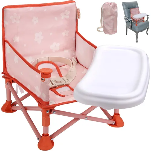 Miniatura 12 de Tiny Marvels Silla de bebé portátil 3 en 1, asiento elevador acogedor, silla de bebé con bandeja, plegable compacta, silla para niños pequeños