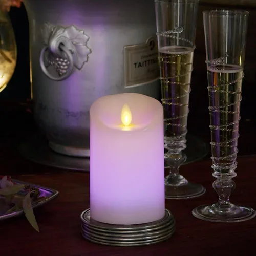Miniatura 4 de Luminara Vela LED sin llama que cambia de color de 3 x 4.5 pulgadas, llama móvil de cera real, funciona con pilas con control remoto de 18 botones