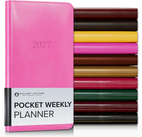 Miniatura 147 de Gallery Leather Agenda semanal y mensual grande 2025-2026, agenda y cuaderno con elegantes bordes de página dorados dorados, 12 meses, cactus Cactus