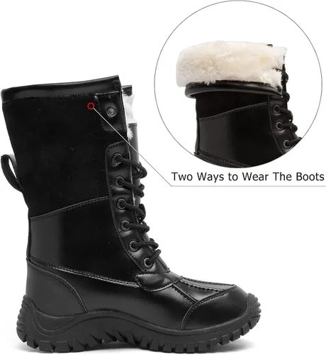 Miniatura 3 de Botas de invierno para mujer, impermeables, cálidas, con forro de piel sintética, botas de nieve para mujer, botas de nieve a la moda, botas de pato