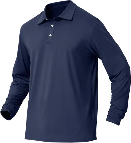 Miniatura 64 de NAVISKIN Camisas polo de manga larga para hombre, camisas de golf con cuello UPF 50 SPF para hombre, secado rápido, absorbe la humedad