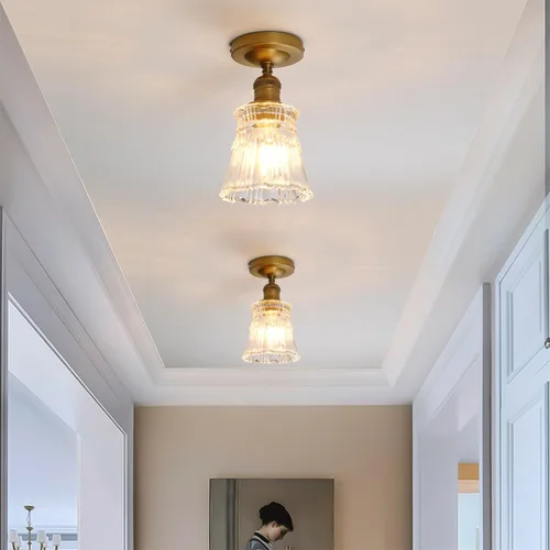 Miniatura 4 de Pathson Flush Mounted Ceiling Light with Heavy Handmade Crafts Glass, Modern Hardwired Stripes Ceiling Lamp Lighting for Living Room Bedroom