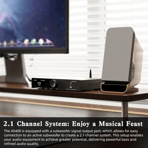 Miniatura 5 de S.M.S.L AS400 Amplificador de Potencia DAC Amplificador de Auriculares 165W x2 2.1 Canal MA5332MS MM Amplificador Phono Bluetooth 5.1 CS43131 MQA CD