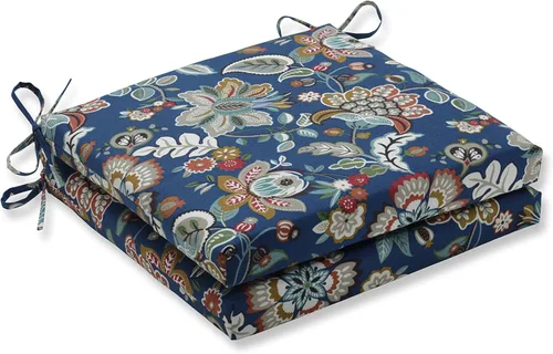 Miniatura 28 de Pillow Perfect Cojín floral brillante para silla de interior/exterior con lazos, 2 unidades, 15.5 x 18.5 pulgadas, azul/naranja Marlow