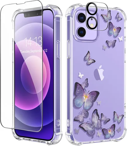 Miniatura 170 de GVIEWIN - Funda floral para iPhone 14 de 6.1 pulgadas, protector de pantalla + protector de lente de cámara, no se amarillenta, a prueba de golpes