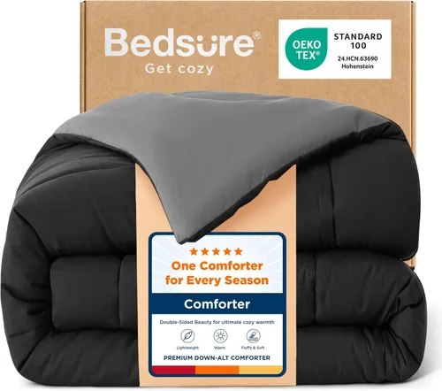 Miniatura 16 de Bedsure Edredones de edredón tamaño matrimonial, edredón acolchado alternativo, ultra suave y ligero, con 8 pestañas, lavable a máquina, 82 x 86