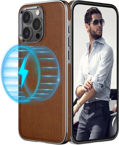 Miniatura 15 de LOHASIC Funda de piel para iPhone 15 Pro Max, funda magnética suave compatible con accesorios MagSafe, funda de diseño minimalista clásico i Phone