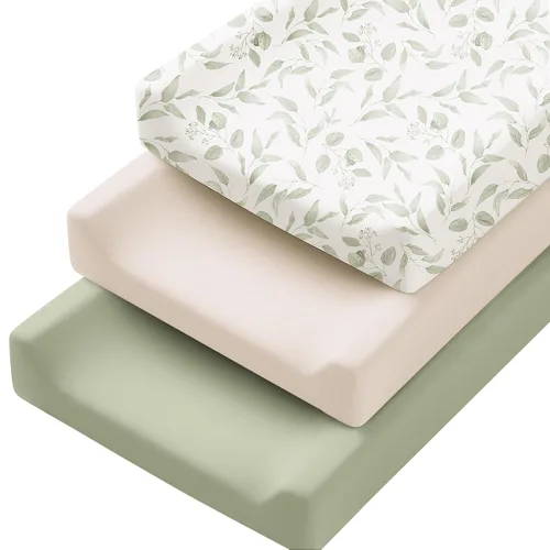 Miniatura 8 de Konssy Paquete de 3 fundas elásticas para cambiador para niña, niño, funda suave y sedosa para mesa cambiadora, sábanas transpirables para cambiador