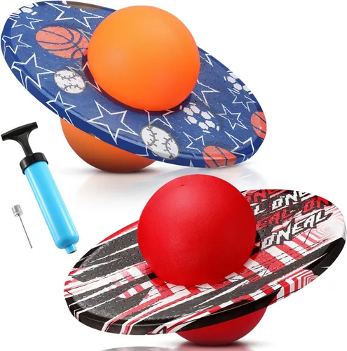 Miniatura 9 de Junkin 2 piezas Tabla de trucos de pelota Pogo, juguete tabla de equilibrio, pelota de equilibrio Pogo con bomba y cubierta de agarre fuerte