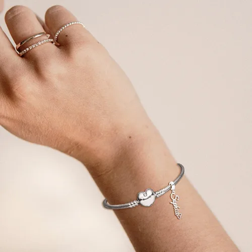 Miniatura 2 de DemiJewelry Dijes personalizados con nombre personalizado con dije de corona de corazón para pulsera, cualquier nombre, letra inicial, número, placa