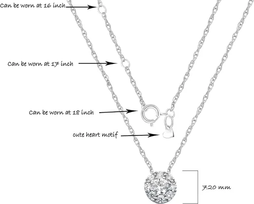 Miniatura 2 de La Joya Collar con colgante de diamante cultivado en laboratorio para mujer, collar redondo de halo Diamantes de 12 a 1 quilate agrupados para un
