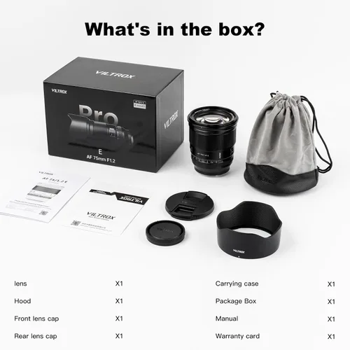 Miniatura 8 de VILTROX PRO 75mm F1.2 f/1.2 lente prime de montaje E APS-C con enfoque automático de gran apertura para cámaras Sony E-Mount a7R a7RIII a7IV a7RV A1