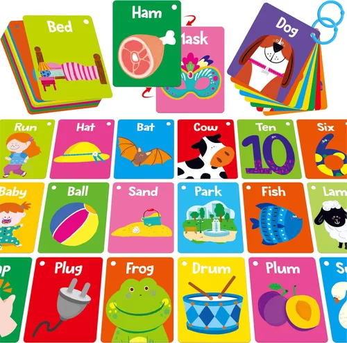 Miniatura 21 de 51 PIEZAS Tarjetas cognitivas en español para bebés, impresas a doble cara, 7 en 1 tarjetas coloridas, alfabeto, números, alimentos, animales