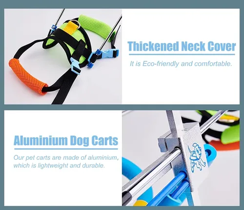 Miniatura 3 de Silla de ruedas para perros, carrito de apoyo completo para discapacitados, patas delanteras/traseras, ajustable para silla de ruedas para mascotas