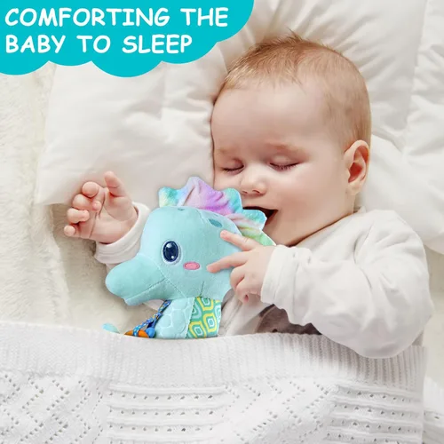 Miniatura 5 de Fuzqq Juguetes para bebés de 0 a 6 meses, juguete de peluche musical con sonajero, juguete suave para recién nacidos para niñas de 0 3 6 9 12 meses