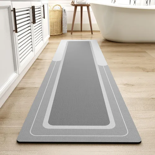 Miniatura 32 de MontVoo -Alfombra de baño, antideslizante, súper absorbente, resistente a las manchas, de secado rápido, delgada, para baño, suelo, bañera, tocador