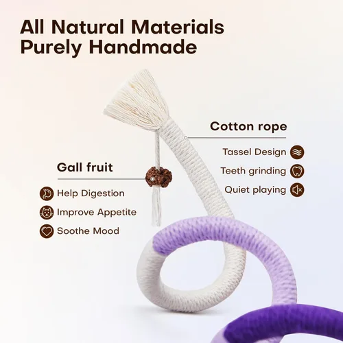Miniatura 3 de Potaroma Juguetes para gatos con cuerdas para masticar 3 piezas con hierba gatera natural recargable, juguete seguro para limpieza de dientes