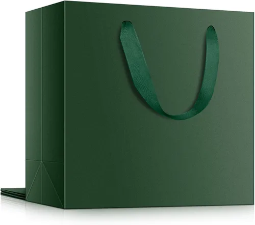 Miniatura 9 de EUSOAR Bolsas de papel de regalo de tamaño pequeño, paquete de 25 bolsas de papel negro resistentes de 8.6 x 3.9 x 7 pulgadas con asas a granel