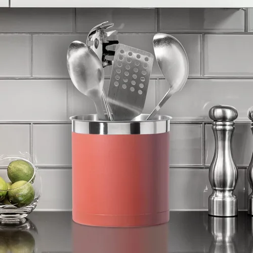 Miniatura 6 de OGGI - Portautensilios de acero inoxidable extragrande - Organizador de utensilios de cocina de 7", con base con peso para mayor estabilidad