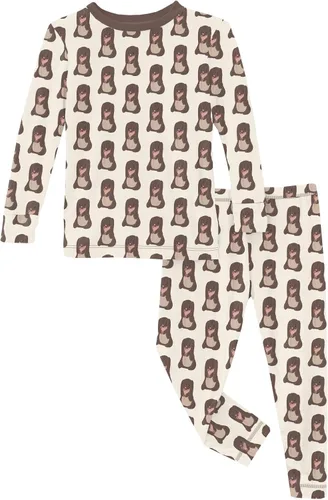 Miniatura 64 de KicKee Pants Conjunto de pijama de manga larga con estampado de piezas