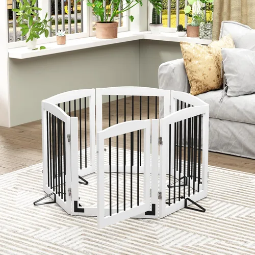 Miniatura 2 de PUPETPO Puertas independientes para mascotas con puerta de paso, valla interior para perros, puerta para perros para casa, escaleras, puerta extra