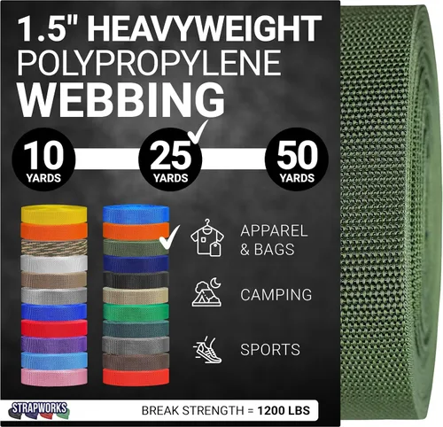 Miniatura 45 de Strapworks Heavyweight Polypropylene Webbing - Heavy Duty Poly Strapping for Outdoor DIY Gear Repair, 1.5 Inches