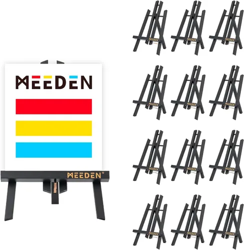 Miniatura 11 de MEEDEN Caballete de mesa de 16 pulgadas: paquete de 12 caballetes de madera de haya para pintar, soporte de lona para pintar carteles Natural