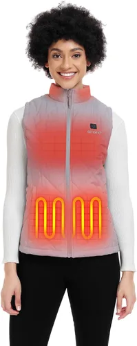 Miniatura 16 de ORORO - Chaleco térmico ligero, chaleco calefactable, con batería, para mujer