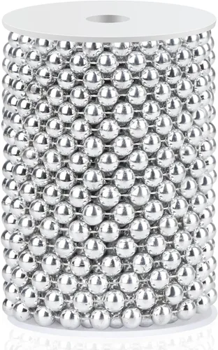 Miniatura 23 de Guirnalda de Perlas de 10MM, 10.06 Metros de Cadena de Perlas de Imitación Dorada, Rollo de Hilo para Decoración de Boda y Fiesta, Adornos