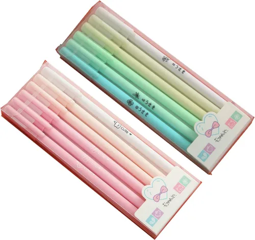 Paquete de 12 bolígrafos de tinta de gel, color rosa, verde, caramelo, tinta negra de 0.020 in, punta extrafina, bonitos bolígrafos para escribir
