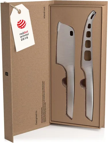 Miniatura 12 de LARS NYSØM Juego de cuchillos de queso Edge 2 uds. Juego de cuchillos de queso I de acero inoxidable I Caja de regalo premium I Perfecto como regalo