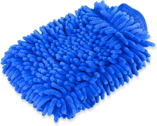 Guantes de limpieza para casa y lavado de autos, guantes de microfibra para quitar el polvo del hogar, limpieza y pulido más rápido (2 paquetes, Azul
