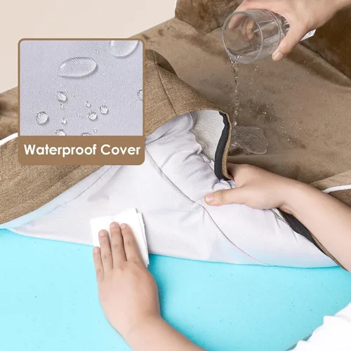 Miniatura 121 de EHEYCIGA – Cama ortopédica impermeable para perros pequeños, de espuma viscoelástica tipo caja de huevos, con bordes elevados y base antideslizante