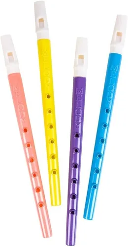 Miniatura 6 de Flautas de plástico de colores surtidos (11 pulgadas) 6 agujeros. Grabadoras de viento musicales, instrumento de sonido para niños, juguete para 24