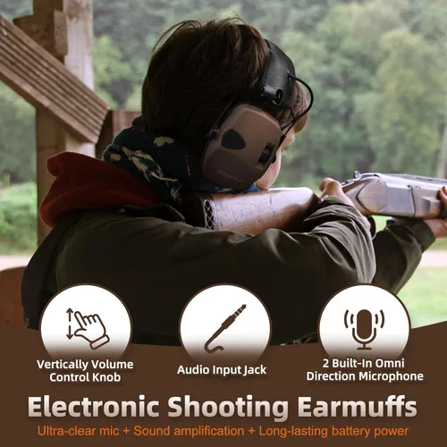 Miniatura 7 de ZOHAN EM054 Orejeras electrónicas de protección auditiva para disparo con amplificación de sonido 4X, orejeras delgadas de reducción activa de ruido