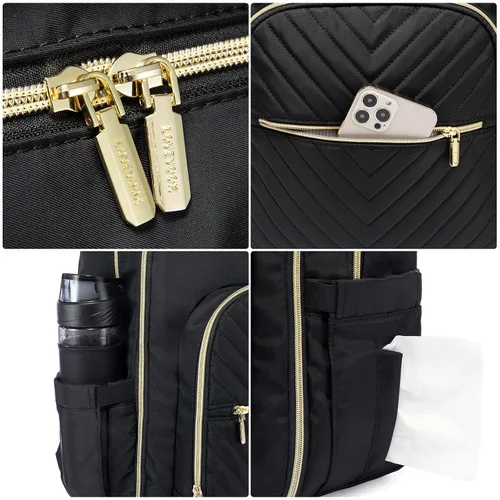Miniatura 8 de LOVEVOOK - Mochila para pañales con funda acolchada, bolsa para bebé con cambiador y portachupete, bolsas de pañales impermeables para viajes