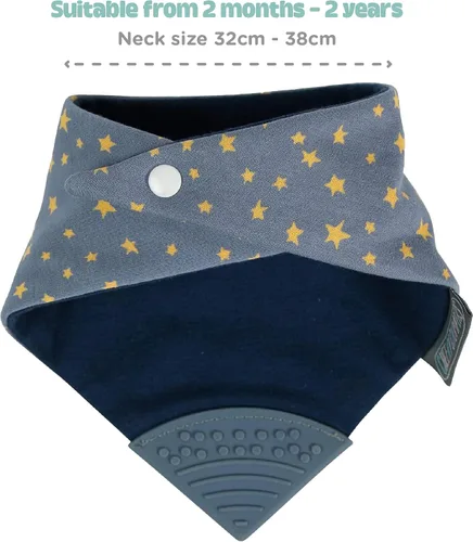 Miniatura 7 de Cheeky Chompers Neckerchew babero de dentición, babero estilo bandana 2 en 1 con mordedor de silicona de grado alimenticio Midnight