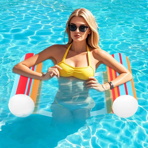 Miniatura 4 de Paquete de 3 flotadores inflables para piscina, hamaca de agua de tamaño adulto, 4 en 1, almohadilla flotante de agua flotante, círculo de natación