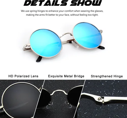 Miniatura 63 de CGID Gafas de sol unisex polarizadas redondas E01 Lennon