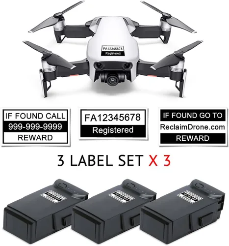 Miniatura 2 de Mavic Air - Paquete de identificación de drones de la FAA - Etiquetas (3 juegos de 3) + tarjeta de identificación de registro FAA UAS para pilotos